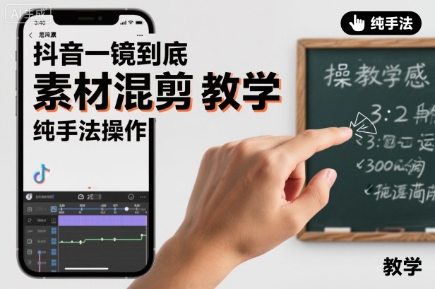 抖音一镜到底素材混剪教学，纯手法操作-三石资源库