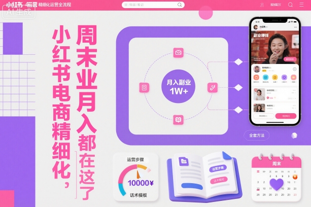 小红书电商精细化运营全流程，周末副业月入1W+，全套方法都在这了-三石资源库