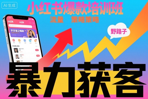 小红书爆款培训班，小红书获客野路子流量打法，暴力持续获客-三石资源库