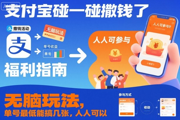支付宝碰一碰撒钱了，无脑玩法，单号最低能搞几张，人人可以撸【揭秘】-三石资源库
