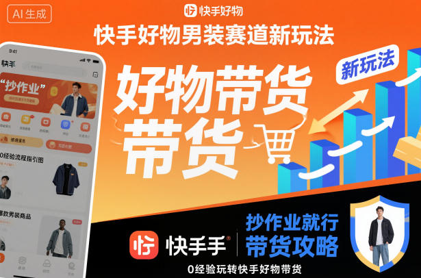 快手好物男装赛道新玩法,抄作业就行,0经验玩转快手好物带货-三石资源库