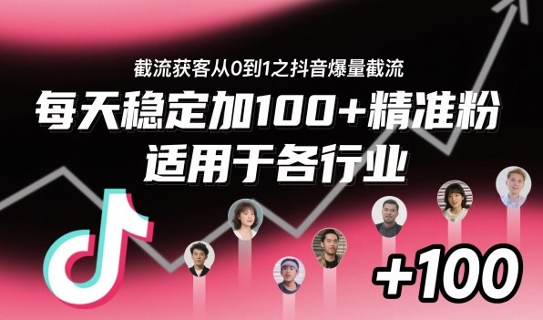 截流获客从0到1之抖音爆量截流,每天稳定加100+精准粉,适用于各行业-三石资源库