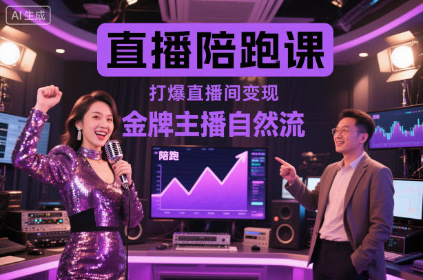 直播陪跑课，金牌主播自然流打爆直播间，复制高变现玩法-三石资源库