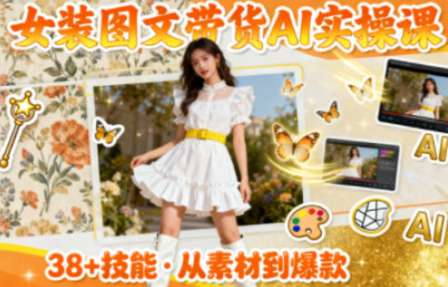 女装图文带货的AI实操课,覆盖38个实用技能,快速提升素材制作效率-三石资源库