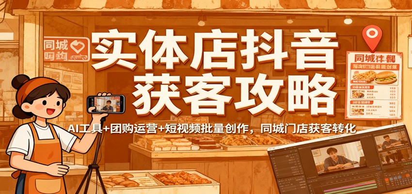 实体店抖音获客攻略：AI工具+团购运营+短视频批量创作，同城门店获客转化-三石资源库