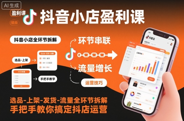 抖音小店盈利课-选品-上架-发货-流量全环节拆解，手把手教你搞定抖店运营-三石资源库