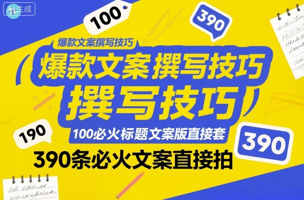 爆款文案撰写技巧，100个必火标题文案模版直接套，390条必火文案直接拍-三石资源库