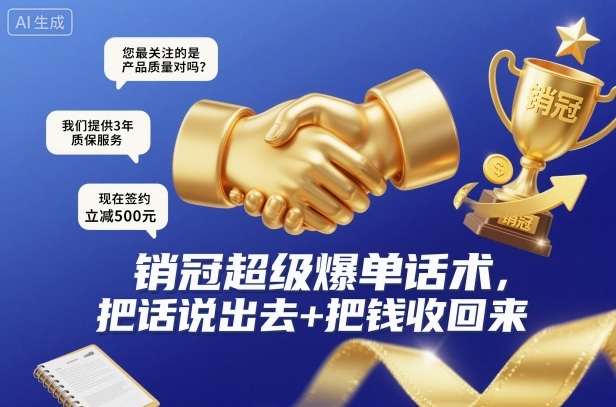 销冠超级爆单话术,把话说出去+把钱收回来-三石资源库