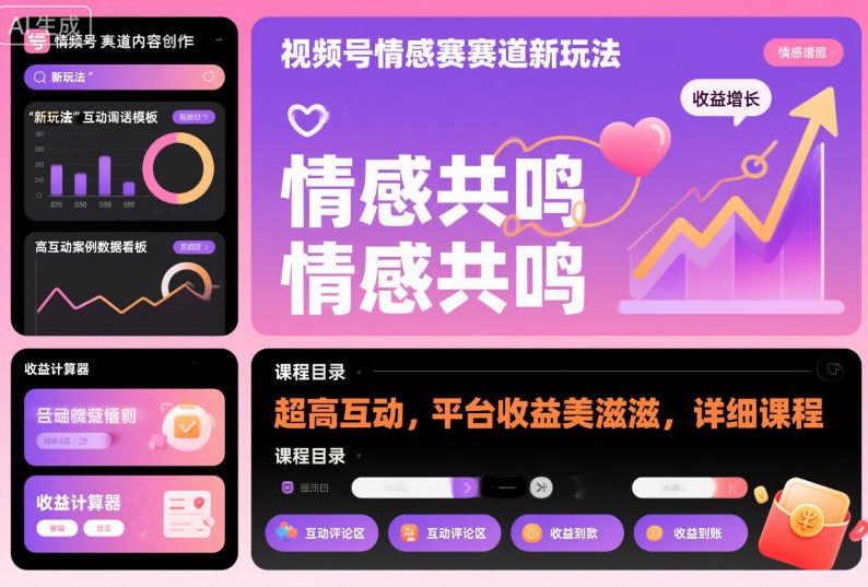 视频号情感赛道新玩法,超高互动,平台收益美滋滋,详细课程-三石资源库