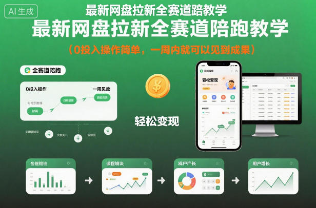 最新网盘拉新全赛道陪跑教学,0投入操作简单,一周内就可以见到成果-三石资源库