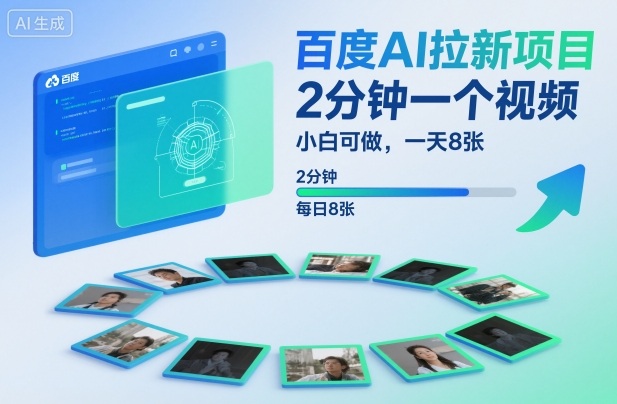 百度AI拉新项目，2分钟一个视频，小白可做，一天8张【附案例+保姆级教程】-三石资源库