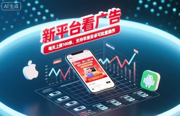 新台看广告，养好机一条5毛到5块，单机日入30到100，支持苹果安卓，可批量操作。-三石资源库