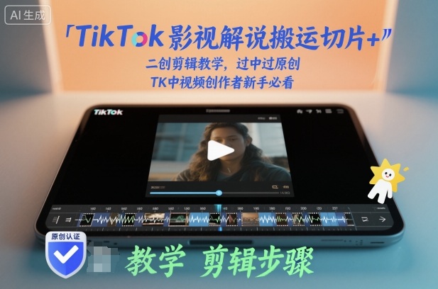 TikTok影视解说搬运切片+二创剪辑教学，过中过原创，TK中视频创作者新手必看-三石资源库