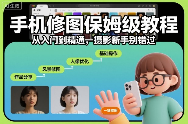 手机修图保姆级教程,从入门到精通,摄影新手别错过-三石资源库