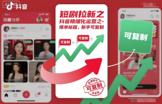 短剧拉新之抖音精细化运营之爆单秘籍,新手可复制-三石资源库