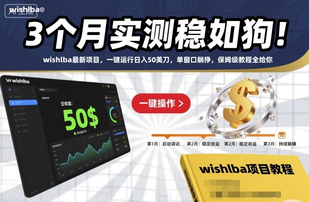 3个月实测稳如狗!wishlba最新项目,一键运行日入50美刀,单窗口躺挣,保姆级教程全给你【揭秘】-三石资源库